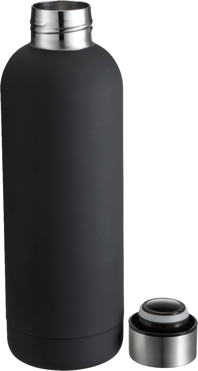 Formschöne Vakuumflasche in schwarz 0,55 L aus Edelstahl 